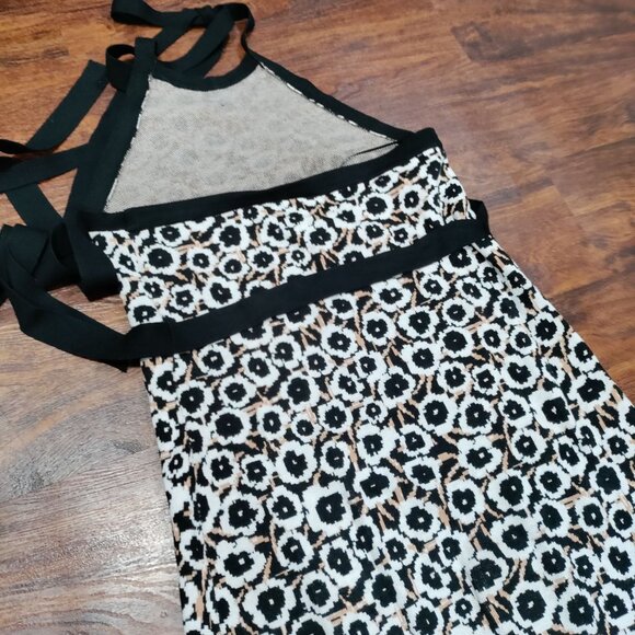 Diane Von Furstenberg Halter Tie Neck Neutral Poppy Sweater Knit Midi Dress M - Picture 6 of 14